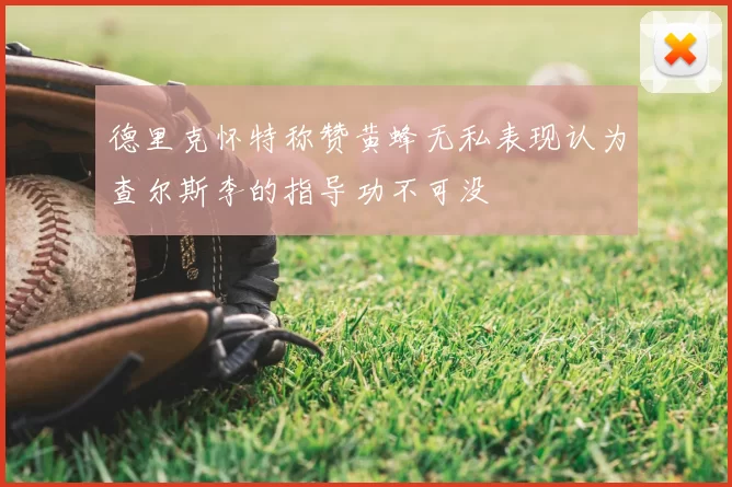德里克怀特称赞黄蜂无私表现认为查尔斯李的指导功不可没